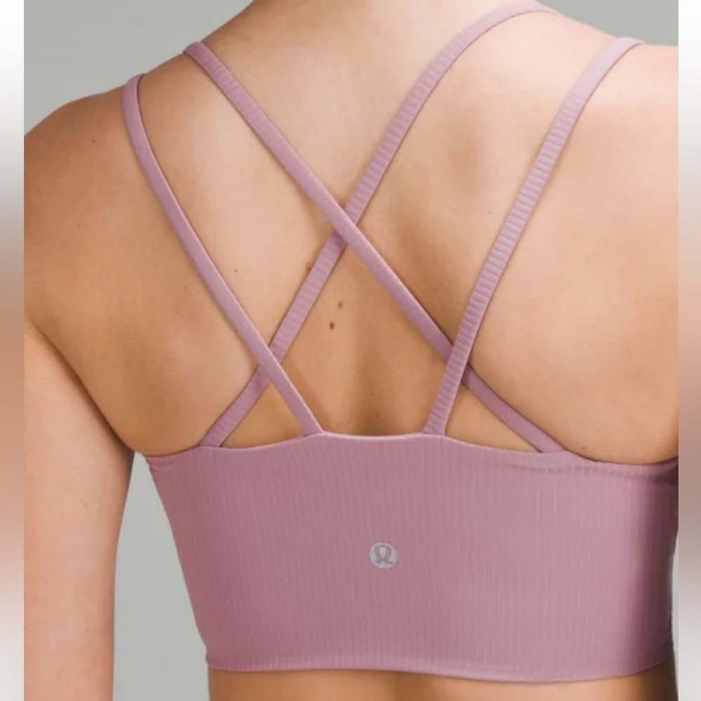 lululemon athletica Ribbed Cross-Strap Sports Bra - Dusty Mauve